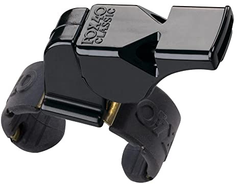 Fox 40 unisex adult Fox Classic Official Finger Grip coach and referee whistles, Black, Regular US