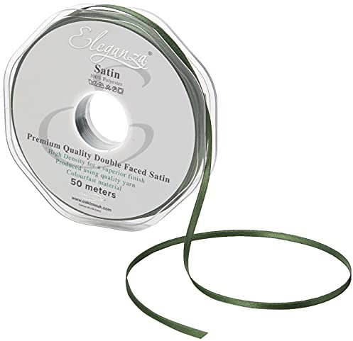 Eleganza 3 mm x 50 m satinband dubbelsidig, salvia grön