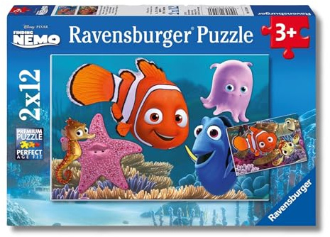 Ravensburger - Puzzles Disney: Buscando A Nemo Pack De 2 | Puzzle 3 Años O Más | 2 Puzles Niños 3 Años De 12 Piezas | Rompecabezas Niños De 26 X 18 Cm | Ravensburger Puzzle Empezar
