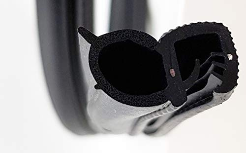 SMI-Dichtungsprofil DS23 für 2-4mm EPDM Moosgummi/Vollgummi mit Stahleinlage selbstklemmend ohne Kleber - Kantenschutz mit Dichtung seitlich, Kantenschutzdichtprofil für Auto, Kofferraum (5 m)
