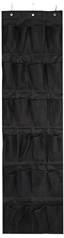 Schuhaufbewahrung mit 24 Taschen, schwarz, zum Aufhängen über der Tür an der Wand, Schuhbeutel-Netzregal, Aufbewahrungs-Organizer-Halter mit 3 Haken für Wohnzimmer, Schlafzimmer, Toilette, Badezimmer