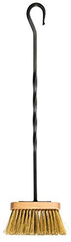 LUX- SCOPA PER CAMINO CON SETOLE IN OTTONE IN FERRO BATTUTO