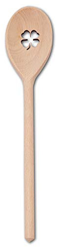 HOFMEISTER® Kochutensilien Löffel oder Pfannenwender mit Motiv aus Holz (Ovaler Kochlöffel/Kleeblatt)