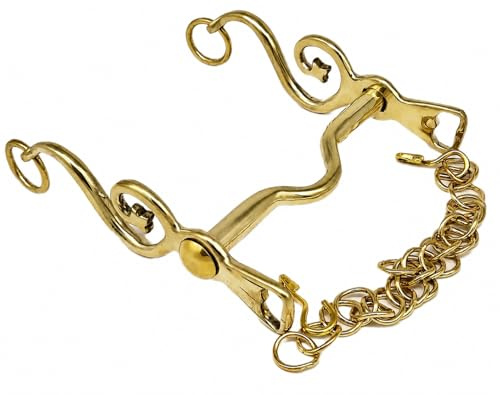Kandare Spanisch Barock Portugisisch Show 12,5 13,5 14,5 15,5 16,5 Gold oder Silber Farben Tysons incl. Kinnkette (14,5, Goldfarben)
