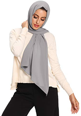 Txameru Hijab for Women Chiffon Hijab Scarfs for Women Shawl (Light Grey)