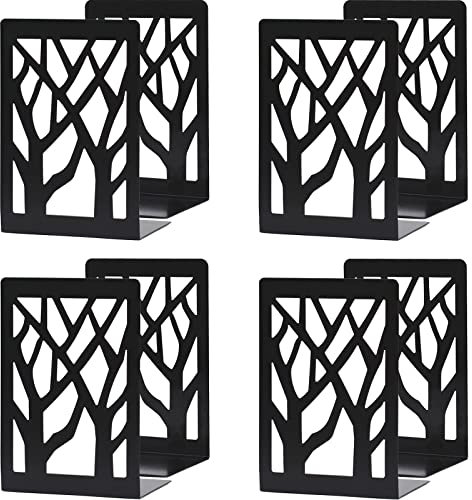 WUWEOT 8 Stück Buchstütze Buchstützen Bücher Halter für Regal Ordnerhalter DVD Unsichtbares Bücherregal Dekorative Buchstützen für schwere Bücher Bookends Buchstopper für Schule Zuhause Büro Schwarz