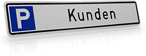 Betriebsausstattung24 Geprägtes Kunden Parkplatzschild - Aluminium 43,0 x 8,0 cm - Nummernschildform - für Parkplatz & Stellplatz
