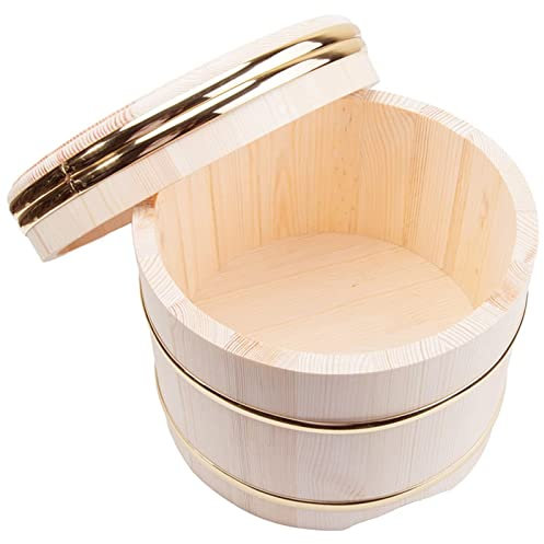 Sushi-Reisschüssel Aus Holz Mit Deckel, Kupferkante Hangiri Sushi Oke Sushi-Reis-Mischbehälter, Zubehör Zur Sushi-Zubereitung Für Restaurant-Hausküche,Large
