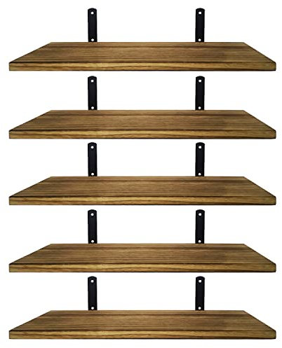 Mardili Shelves Wood Wall Mounted Shelf, Rustic Shelves Set of 5（Light brown）