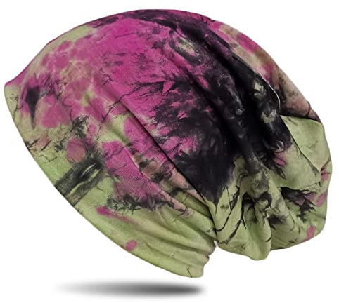 WANSSY® Damen Herren Unisex Uni Farbe Beanie mit Färbemuster Federmuster Fashion Einheitshröße Kopfbedeckung
