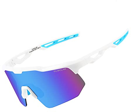 PUKCLAR Fahrrad-Sportsonnenbrille Herren & Damen, UV400 Schutz | HD UV400-blendfreie Gläser schützen vor UV-Strahlen. Leichter TR90-Rahmen mit rutschfesten Nasenauflagen für Outdoor-Sport.
