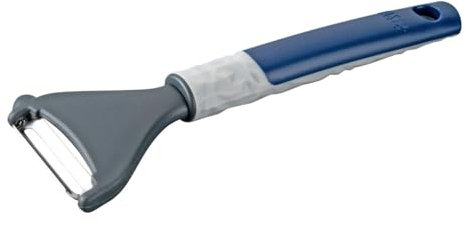 Tasty Pelador de péndulo, acero inoxidable de alta calidad y nailon, mango ergonómico, universal para frutas y verduras, apto para lavavajillas, gris/azul/plata, 19 x 7 cm