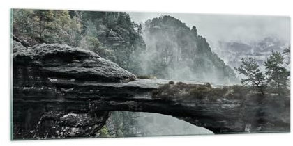 Panorama Bilder auf Glas 100x40cm Glasbild Landschaft Berge Pravcicka-Tor Groß Wanddeko Bild im Glas Schlafzimmer Küche Wandbilder Dekoration Wohnzimmer Modern Wand Kunstdruck Art GAB100x40-5322