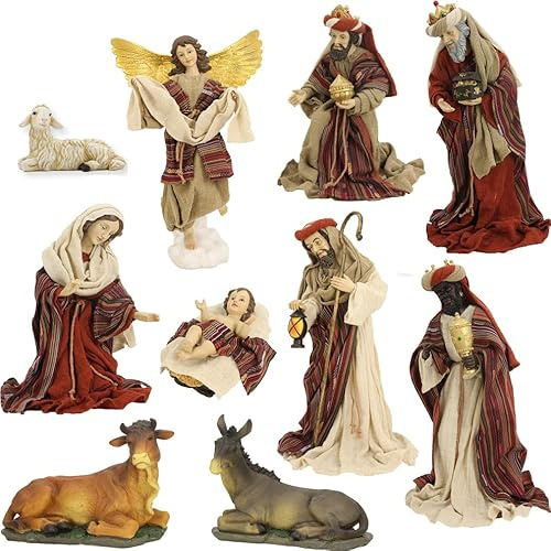 FADEDA 10x Krippenfiguren orientalisch, Ankleidefiguren/Höhe:42 cm/handbemalt/detailgetreue Krippen Figuren - Weihnachten Tisch Dekoration Krippe Zubehör