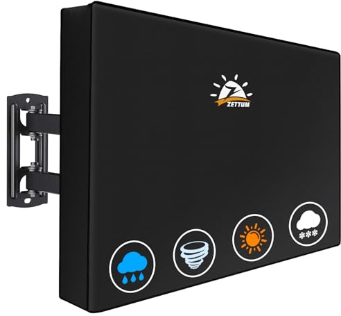 Zettum TV Abdeckung für 60-65 Zoll TV, Fernseher Bildschirmschutz Abdeckung Außenbereich 600D Oxford PU Beschichtung Heavy Duty & Wasserdicht Displayschutz für Fernseher (Schwarz)