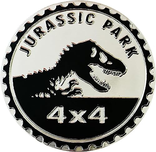 1 x schwarzes Jurassic-Abzeichen-Auto-Emblem, 4 x 4 Metall-Autoabzeichen, 3D-Metall-Auto-Abzeichen, Embleme, runde Embleme, Aufkleber, kompatibel mit Jeep Wrangler Fahrzeugen, LKWs, SUV, Automobil