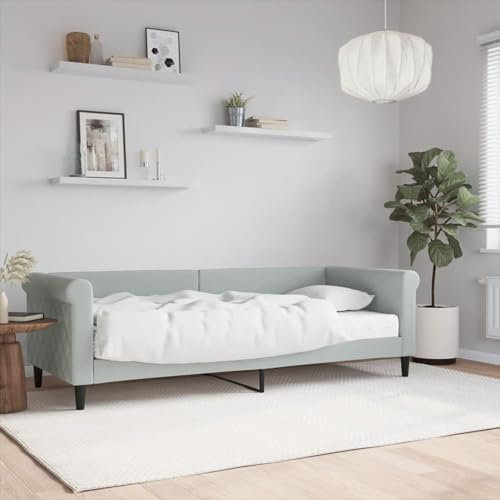 ZEYUAN Tagesbett mit Matratze Hellgrau 80x200 cm Samt, Schlafsofa, Daybed, Bettsofa, Sofa Bed, Sofabett, Schlafcouch, Jugendbett, Bettgestell, Bettcouch - 3197740