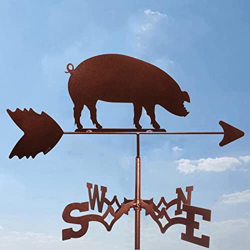 Generic Edelstahl Wetterfahne Schwein Wetter Schaufel, Dauerhafte Farm Szene Garten Pfahl Wind Schaufel