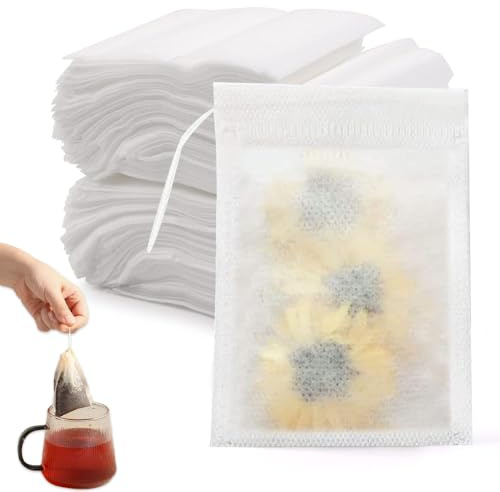 Tea Filter Bags, 400 PCS Disposable Tea Filter Bags Empty Tea Bags Tea Bags Empty Muslin Bag Reusable Tea Bags for Spices Storage Loose Tea and Coffe Cooking 7x9cm