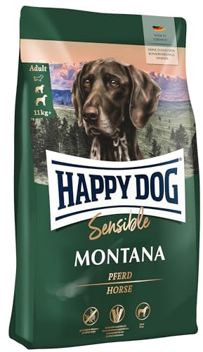 Happy Dog Sensible Montana M Trockenfutter, Hundefutter - Geschmacksrichtung Pferd - Glutenfrei, Getreidefrei, Monoprotein, Omega-3 und Omega-6-1kg