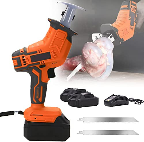 Scie à os électrique pour boucherie,Scie à guichet portable,Mini scie sabre pour viande,Scie à os sans fil,avec scie à ruban,Mini scie à main pour usage domestique,avec 2*batterie et chargeur