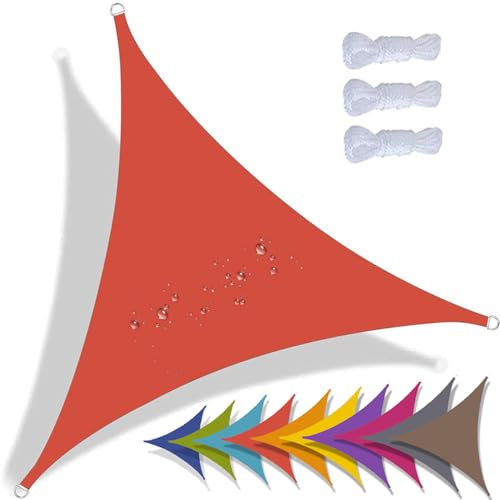 QIAQ Tenda A Vela Triangolare Impermeabile, Vela Ombreggiante Parasole Protezione Raggi UV per Giardino Esterno Terrazza (3x4x5m,Rosso)
