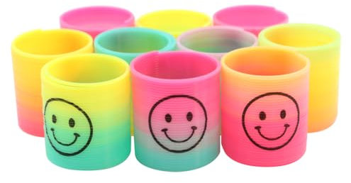 CENPEK Mini Smiley Face Magic Rainbow Spring 10 pièces, 3,5 cm, Jeu de Fidget coloré Amusant pour Les fêtes de bébé, Jeux sensoriels pour bébé autiste
