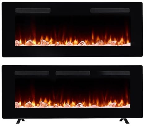 Dimplex Sierra Optiflame Media Wall Fireplace, 60/ 152.4cm, Wall Mounted, Recess Fit, Free Standing Electric Fire, 7 Colour Themes, Choice of Fuel Beds, Cool Touch Glass, 1.6kW Electric Heater