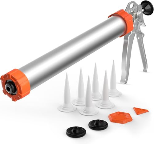 Holothurian Sausage Caulking Gun, for 20 oz Sausage Sealants & 10 oz Cartridge Sealants, 16:1 Thrust Ratio, No-Drip Aluminum Caulk Gun with 2 Plungers & 6 Nozzles