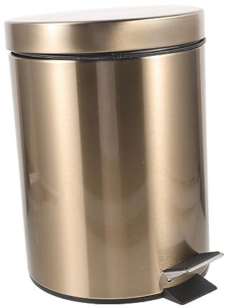 KITANDOVE Papelera Tapa y Pedal Redondo Cubo De Basura De Acero Inoxidable Grande 5 l Resistente y Duradero