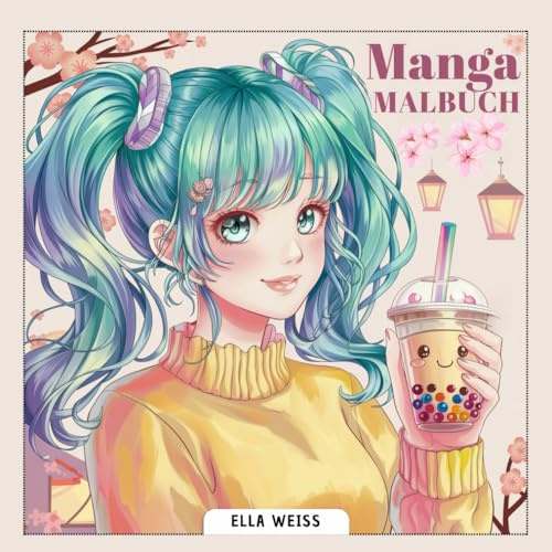 Manga Anime Malbuch für Mädchen ab 8 Jahren | Cooles Geschenk für Mädchen, Kinder & Teenager: 50 niedliche Motive (Shojo Mädchen, Kawaii Katzen, Shiba Inu Hund, Pferde) zum Ausmalen & Entspannen