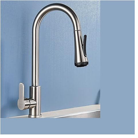 Kitchen Faucet Four Water Modes Pull-Out Kitchen Faucet 3 Colors 360 Rotating Kitchen Faucet Black Thermostat Faucet(Brushed Nickel A)