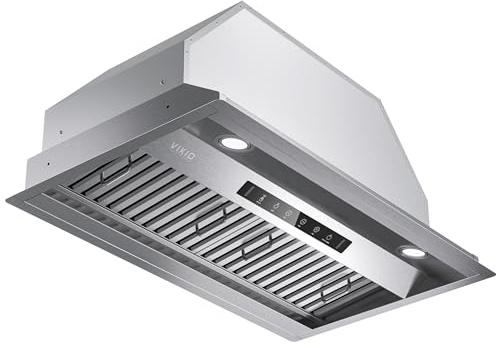 VIKIO HOME Range Hood Insert 30 Inch,Built-in Kitchen Hood with 980 CFM, Ducted/Ductless Convertible Duct,Stainless Steel Kitchen Vent Hood/Gesture/Touch Control, 2 Pcs Baffle Filters with Handlebar