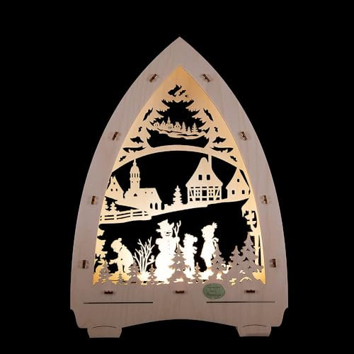 Erzgebirge Palast Saico Lichterspitze Schneemann - 21,5x29 cm