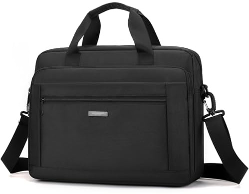 zhongningyifeng Laptopväska 15,6 tum portfölj för män kvinnor vattentät, axel dator messenger handväska för företag kontor arbete resor college svart, svart, Svart