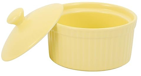 VALICLUD 1pièce Bol Céramique Avec Couvercle Pour Desserts Ramequin à Et Pudding Bol à Œufs Vapeur Accessoire De Cuisine Pratique Jaune