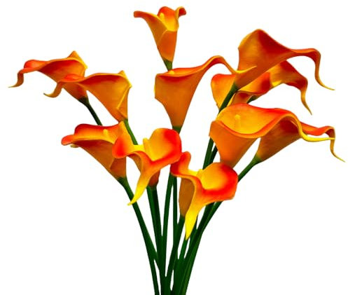 12 flores artificiales de lirio de cala, 13 pulgadas, flores de poliuretano de una sola cabeza, accesorio de ramo de flores pequeñas, ramo de boda de lirio de cala para plantas verdes, guirnalda