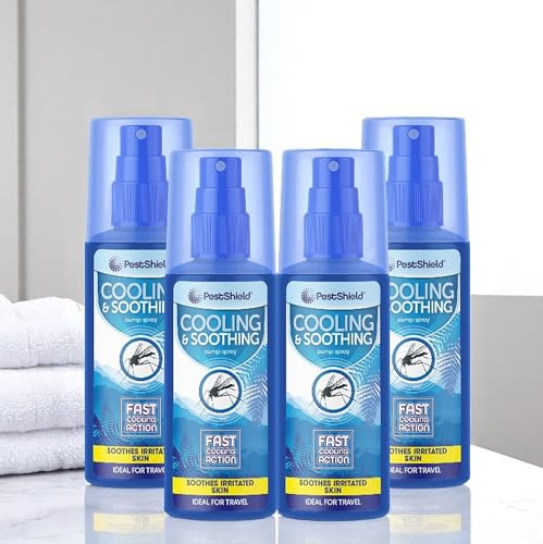 4 Bite & Sting Relief Spray - Cooling Soothing Fast Action for Irritated Skin - Instant Relief for Bites from Mosquito Midges Flies Nettles Insects - with Vitamin E - 120ml Travel Insect Spray