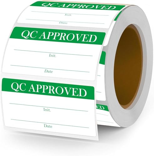 500 QC Quality Control Approved Labels 2x1 Inch Green Inspection Stickers