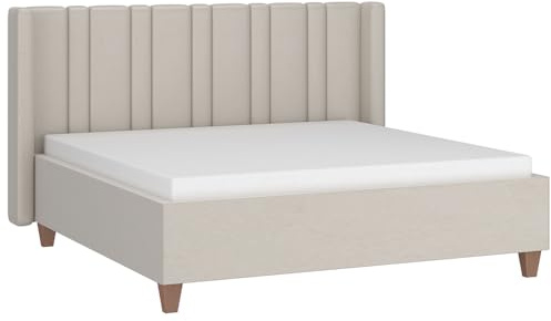Lomadox Schlafzimmer Bett Liegefläche 160x200 cm in Samtbeige, mit aufklappbaren Bettkasten -