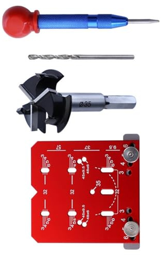 Gabarit de charnière multifonction rouge 35 mm précis pour installation de porte d'armoire, construction en aluminium haute durabilité