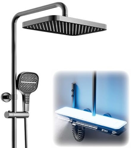 Système de douche thermostatique, pommeau de douche complet avec 6 fonctions, affichage numérique, pluie, cascade, jets de corps, ensemble de robinet de douche