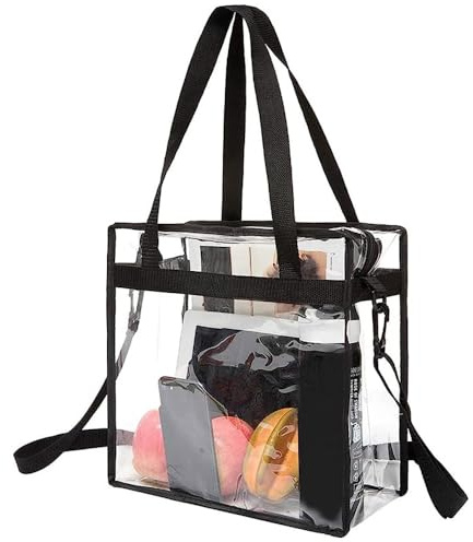 ASOUUNLD Bolso Transparente, Bolso Transparente Mujer Trabajo Bolsa Cruzada Transparentes de PVC Aprobada por El Estadio Bolsa de Hombro Transparentes para Gimnasio para Trabajo y Estadios 30x30x15cm