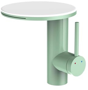 Badrum vattenfall handfat kran rosa handfat blandare kran varmt och kallt däckmonterad toalettrana vatten (grön vit, G3/8)