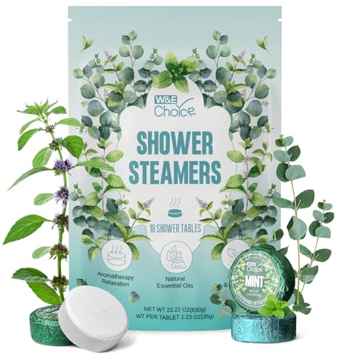 W&E Choice Shower Steamers Aromatherapy 18 Counts, Christmas Gifts for Women, Shower Bombs Individual Package, Eucalyptus Mint Essential Oils for Daily Relaxation & Stress Relief, Gift for Wife, Mom