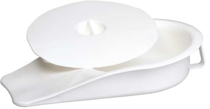 Medicalcorner24 Steckbecken oval mit Deckel, Kunststoff, 40x29x8cm Bettpfanne