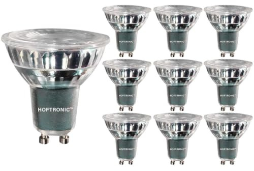 HOFTRONIC - Vorteilspackung 10er GU10 LED Strahler - 2700K Warmweiß - 4 Watt 345 Lumen (ersetzt 50W) - Dimmbar - LED Spots