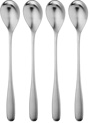 Robert Welch Stanton Satin Long Handled Spoon, Set of 4. Made from Stainless Steel. Dishwasher Safe.