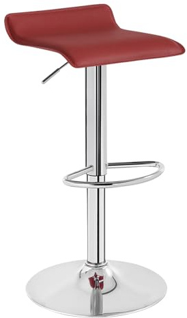 WOLTU Barhocker, Barstuhl Höhenverstellbar, 360° drehbarer, Bordeaux | Bar Stool mit Fußstütze, Robuster Metallrahmen, PVC-Bezug, für Küche und Hausbar, modern