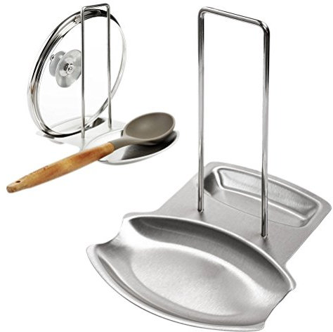 YIQI Support Couvercle Repose Cuillère Couteaux Cuillères Fourchettes Spatule en Acier Inoxydable Repose Couvert Porte Couvercle Ustensile Divers de Cuisine Mettre de l'Ordre dans Votre Cuisine